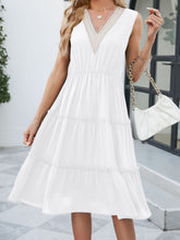 A-Line High Waisted Elasticity Pleated Split-Joint V-Neck Midi Dresses